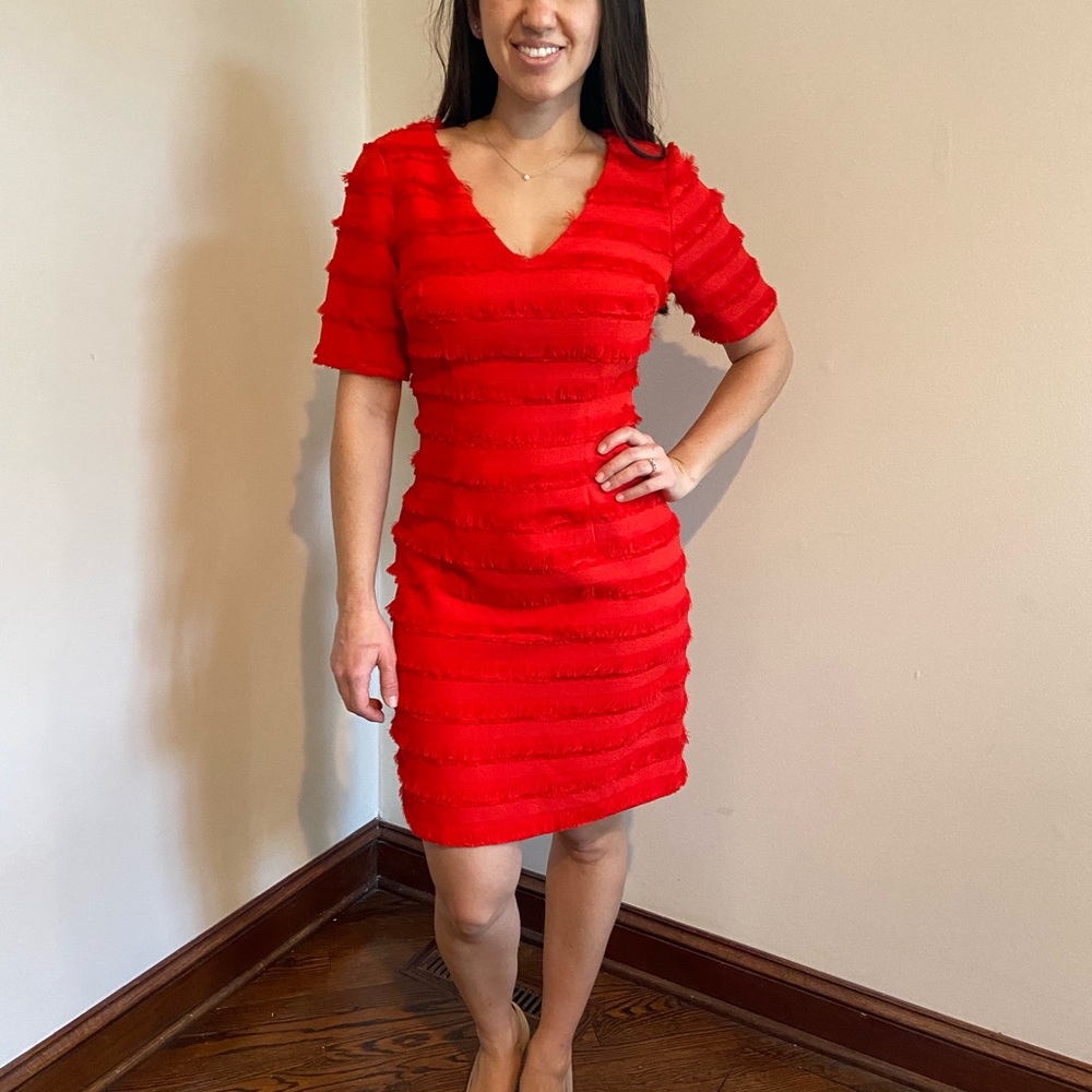 Fun fringe orange dress